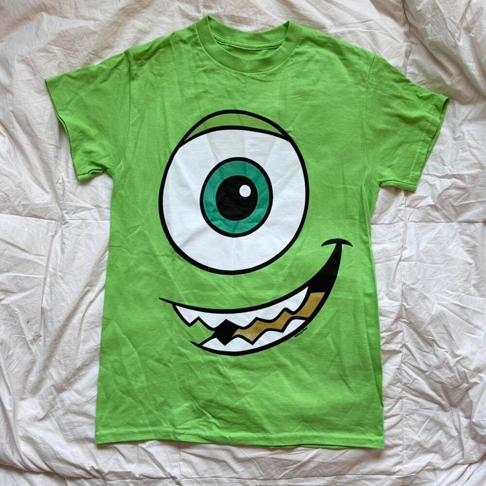 Disney monsters inc mike wazowski lime green‎ graphic tee sz S Halloween cotton